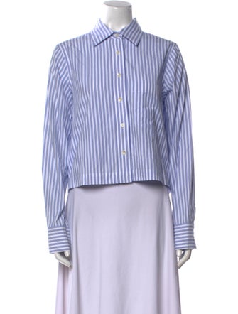 Closed Striped Long Sleeve Button-Up Top