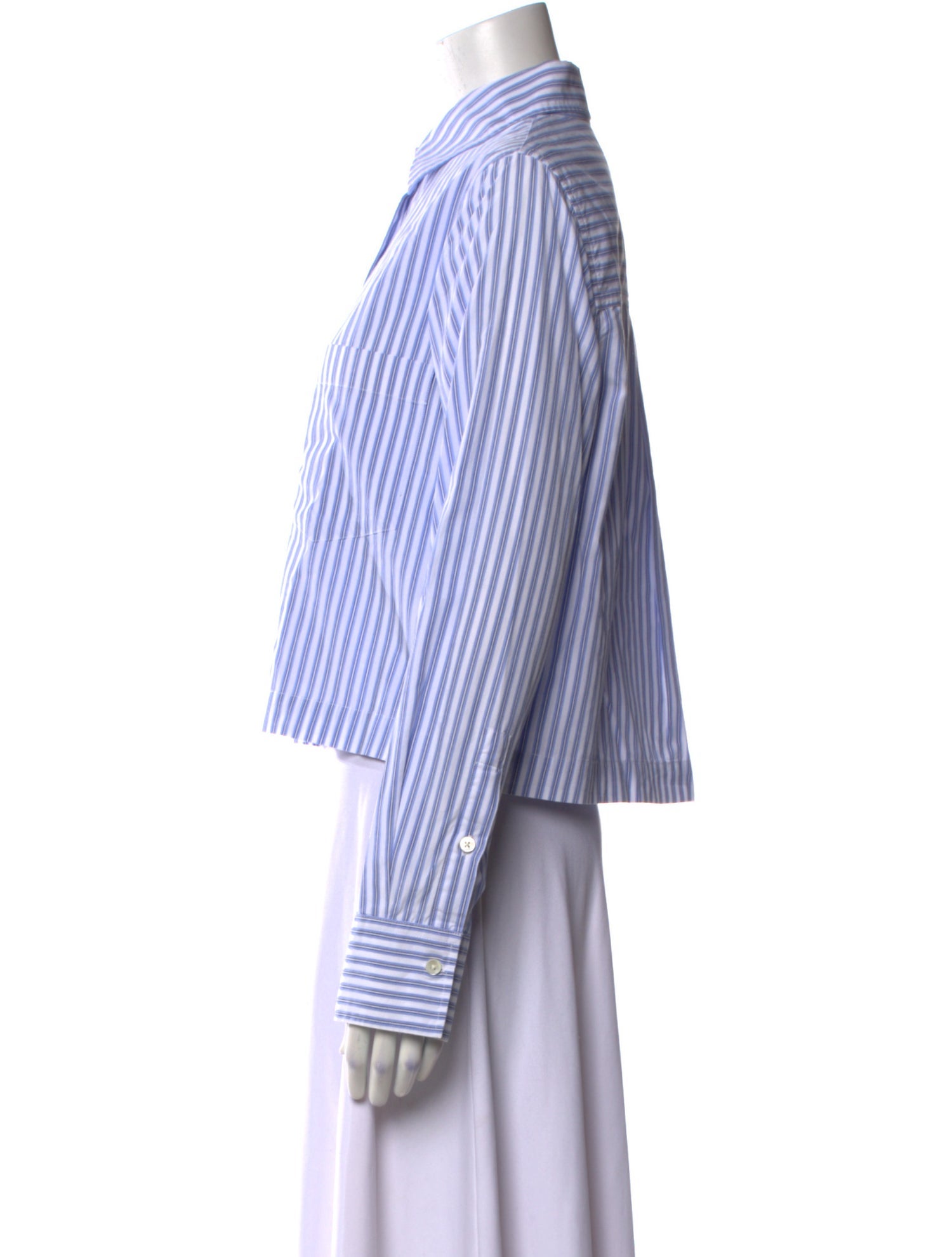 Closed Striped Long Sleeve Button-Up Top