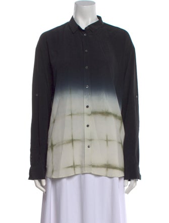 Closed Silk Tie-Dye Print Button-Up Top