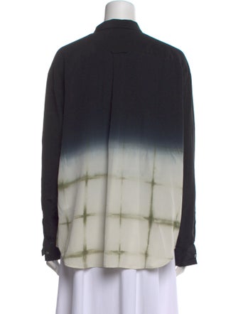 Closed Silk Tie-Dye Print Button-Up Top