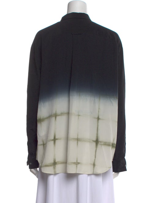 Closed Silk Tie-Dye Print Button-Up Top