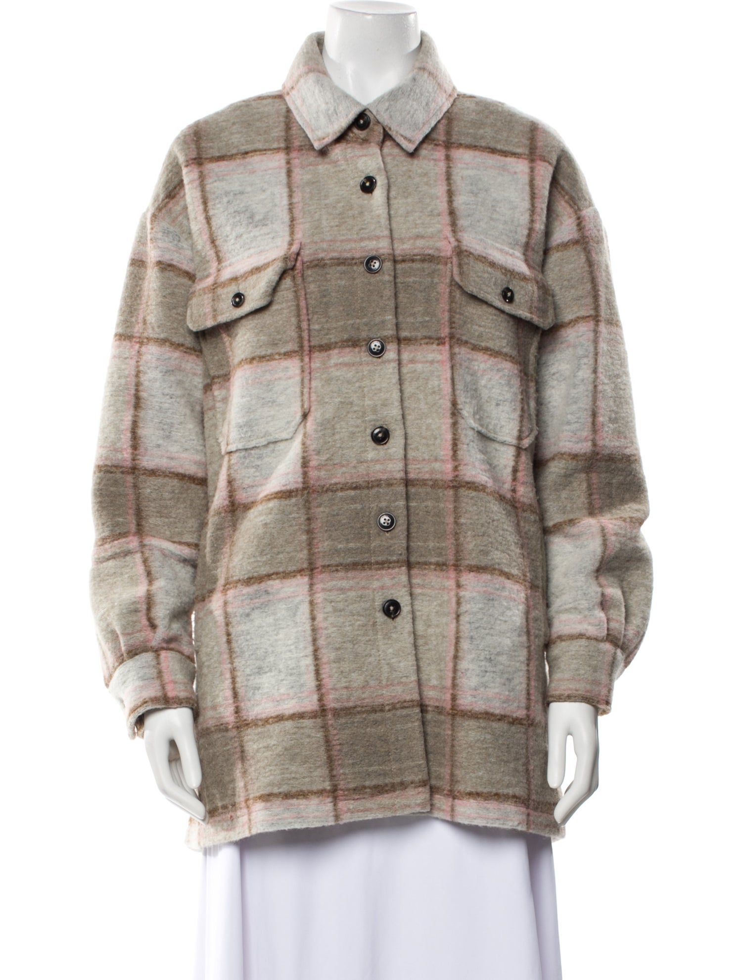Closed Wool Plaid Print Jacket