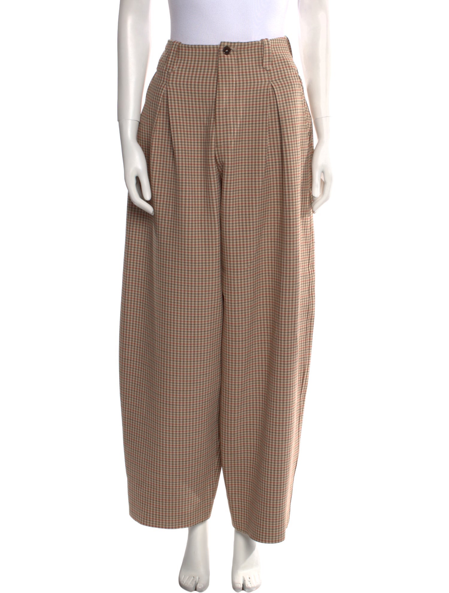 Closed Plaid Print Wide Leg Pants