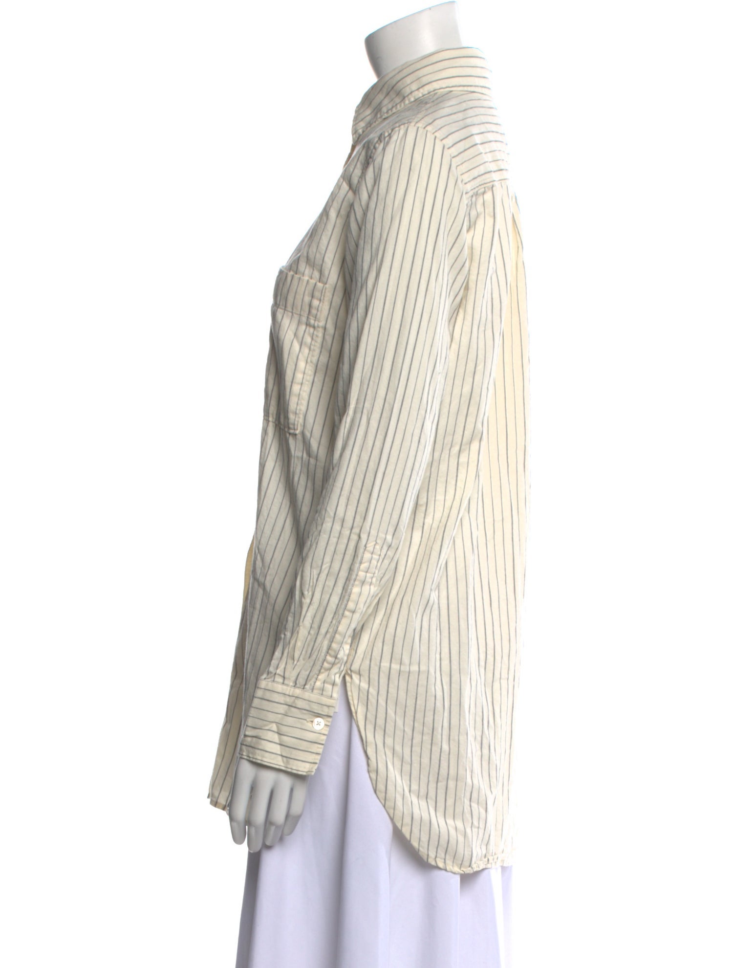 Closed Striped Long Sleeve Button-Up Top