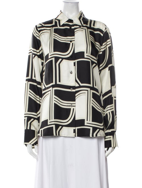 Closed Silk Printed Button-Up Top