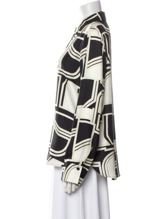 Closed Silk Printed Button-Up Top