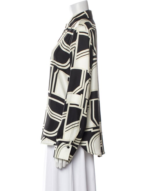 Closed Silk Printed Button-Up Top