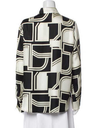 Closed Silk Printed Button-Up Top