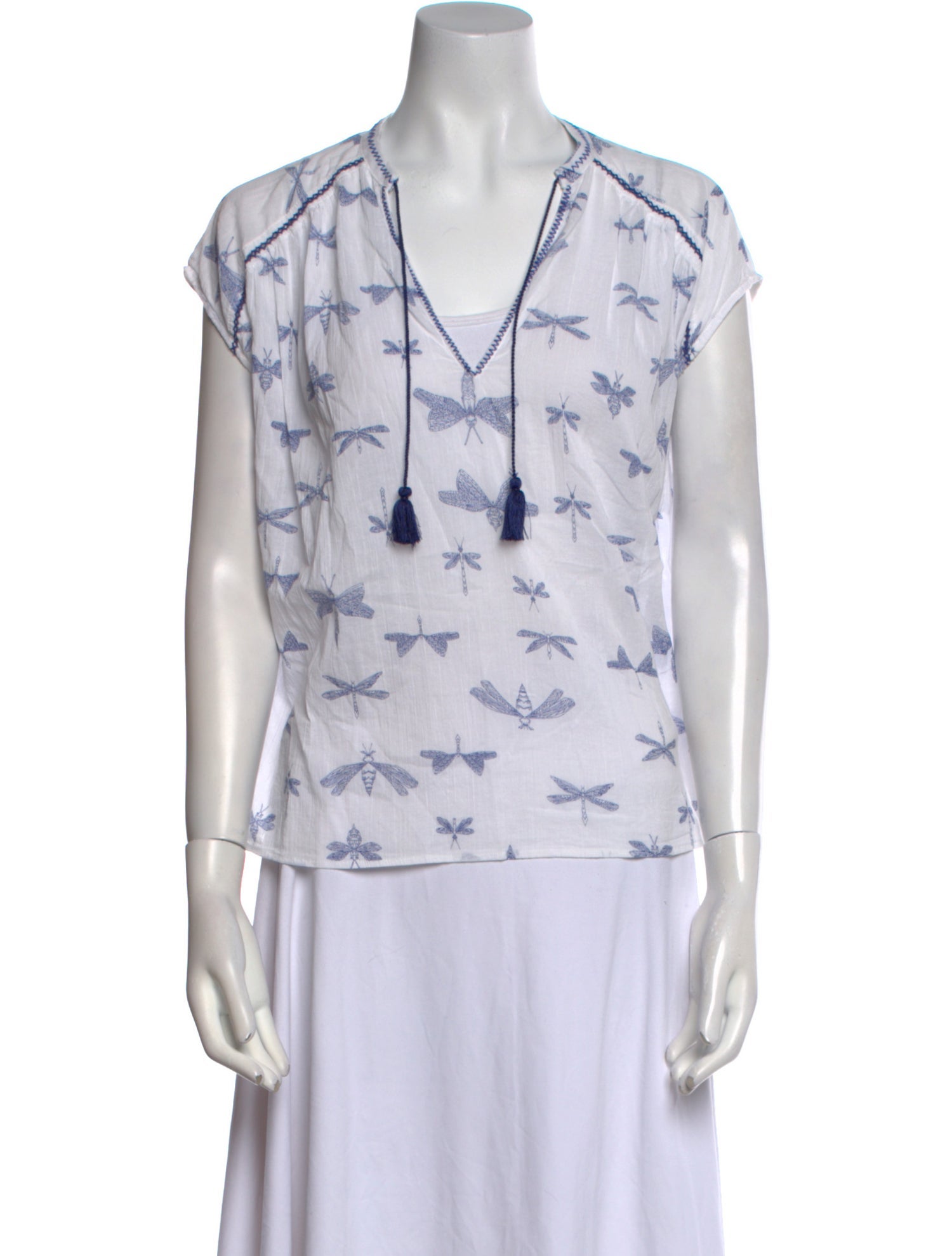 Closed Printed V-Neck Blouse