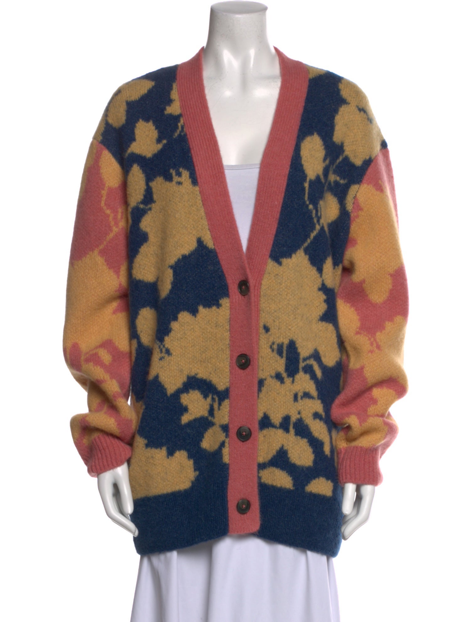 Closed Printed Plunge Neckline Sweater