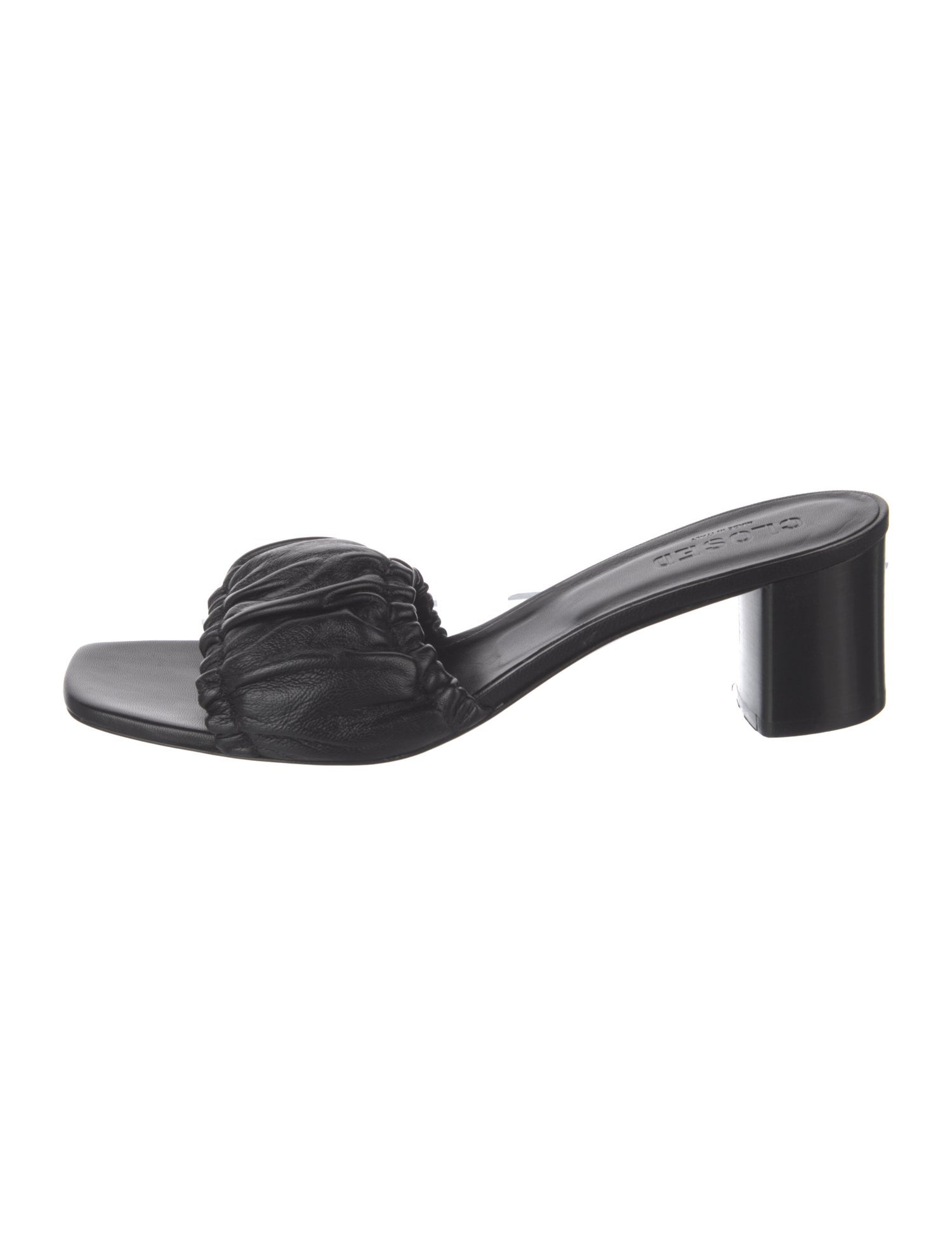 Closed Leather Slides