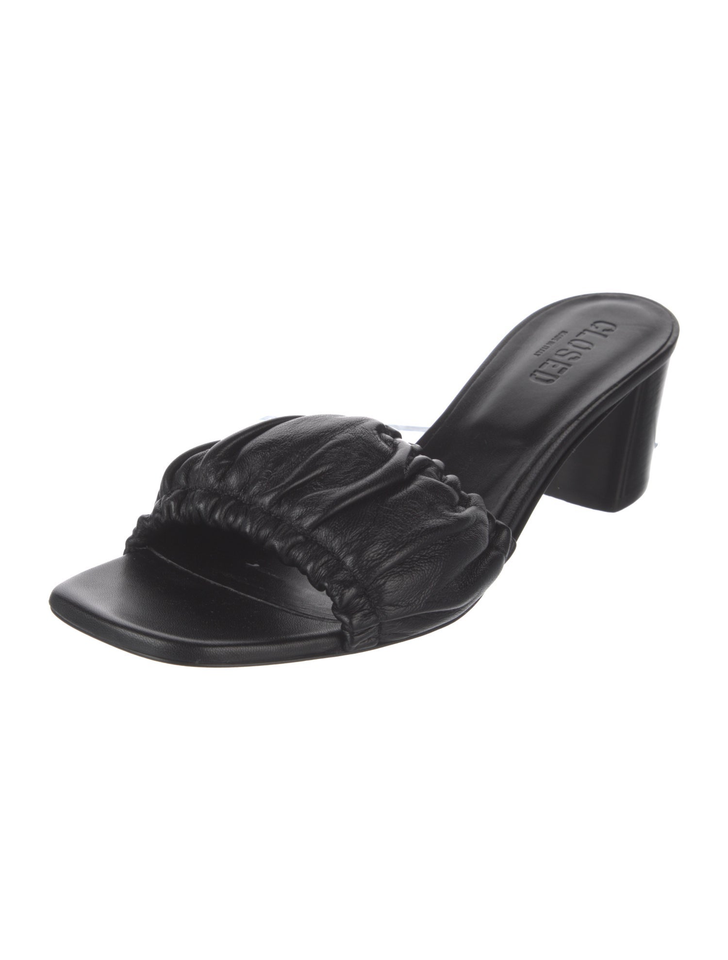 Closed Leather Slides