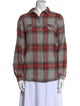 Closed Plaid Print Long Sleeve Button-Up Top