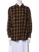 Closed Plaid Print Long Sleeve Button-Up Top