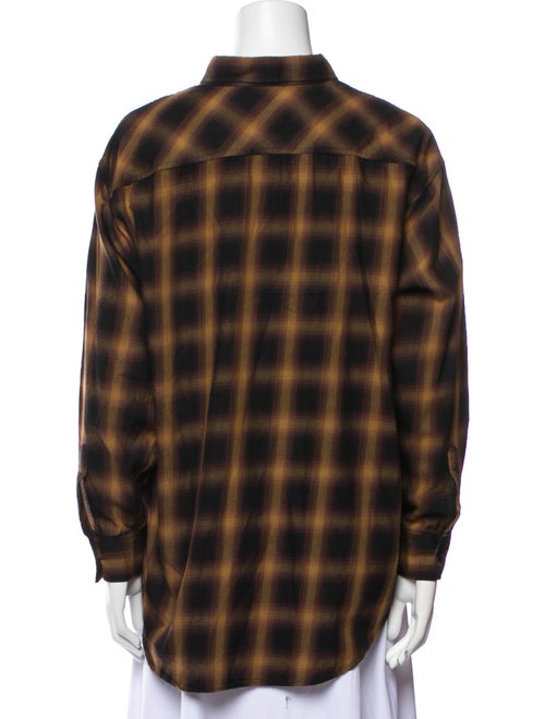 Closed Plaid Print Long Sleeve Button-Up Top