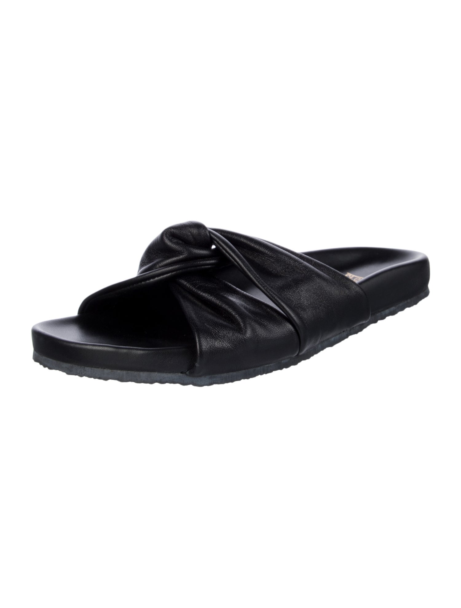 Closed Leather Slides
