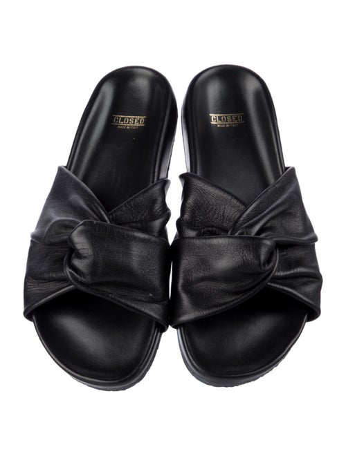 Closed Leather Slides