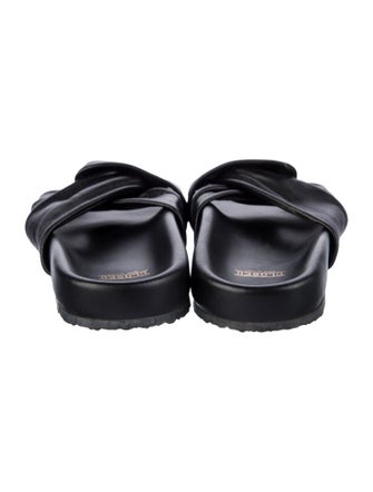 Closed Leather Slides