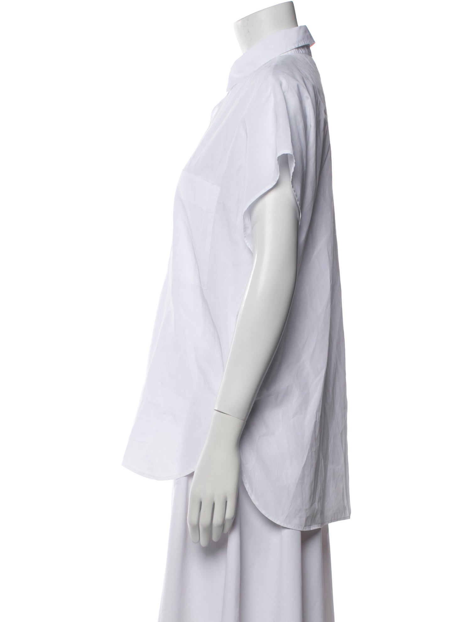 Closed Short Sleeve Button-Up Top