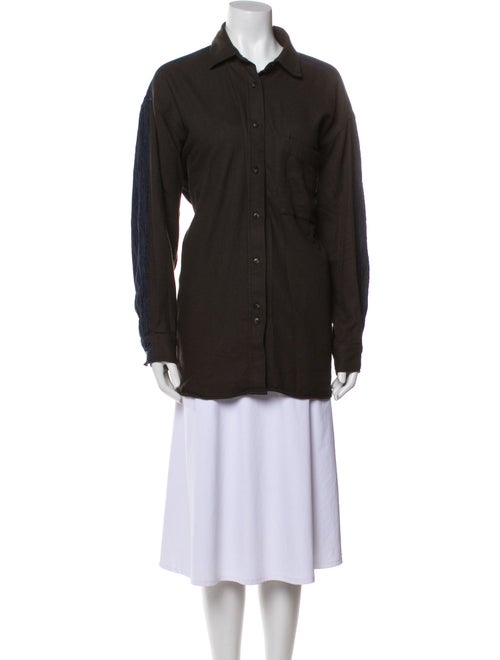 Closed Virgin Wool Long Sleeve Button-Up Top