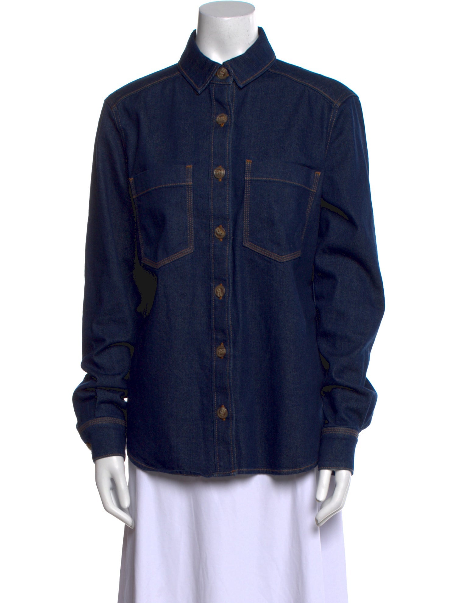 Closed Long Sleeve Button-Up Top