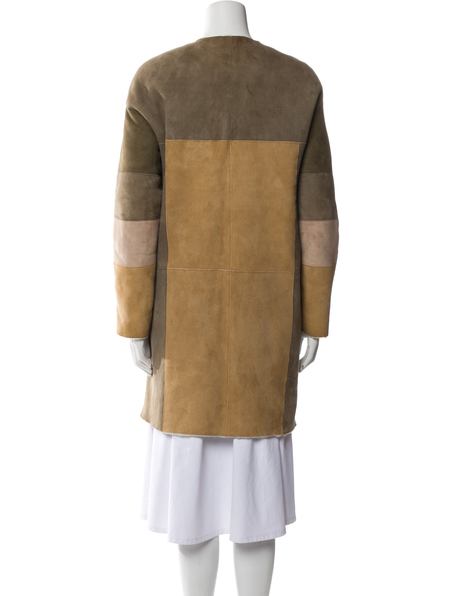 Closed Lambskin Colorblock Pattern Coat