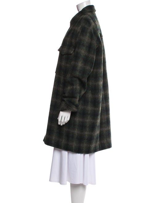 Closed Wool Plaid Print Coat