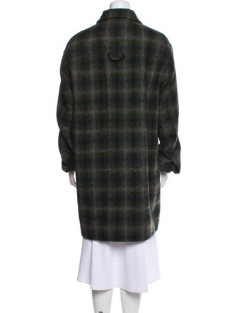 Closed Wool Plaid Print Coat