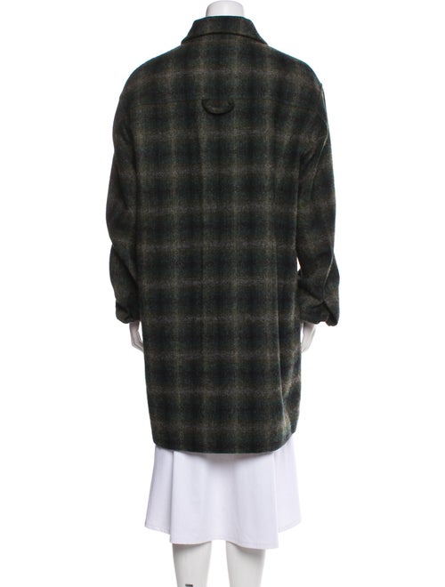 Closed Wool Plaid Print Coat