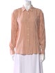 Closed Silk Striped Button-Up Top