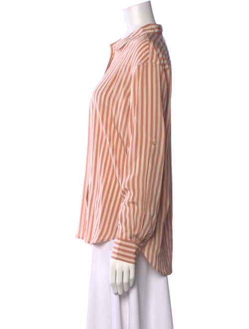 Closed Silk Striped Button-Up Top