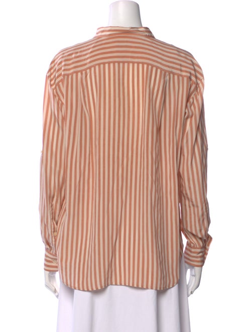 Closed Silk Striped Button-Up Top
