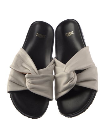 Closed Leather Slides