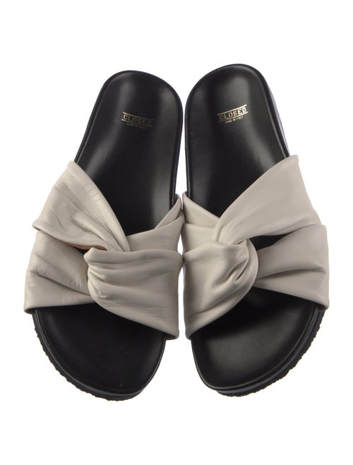 Closed Leather Slides