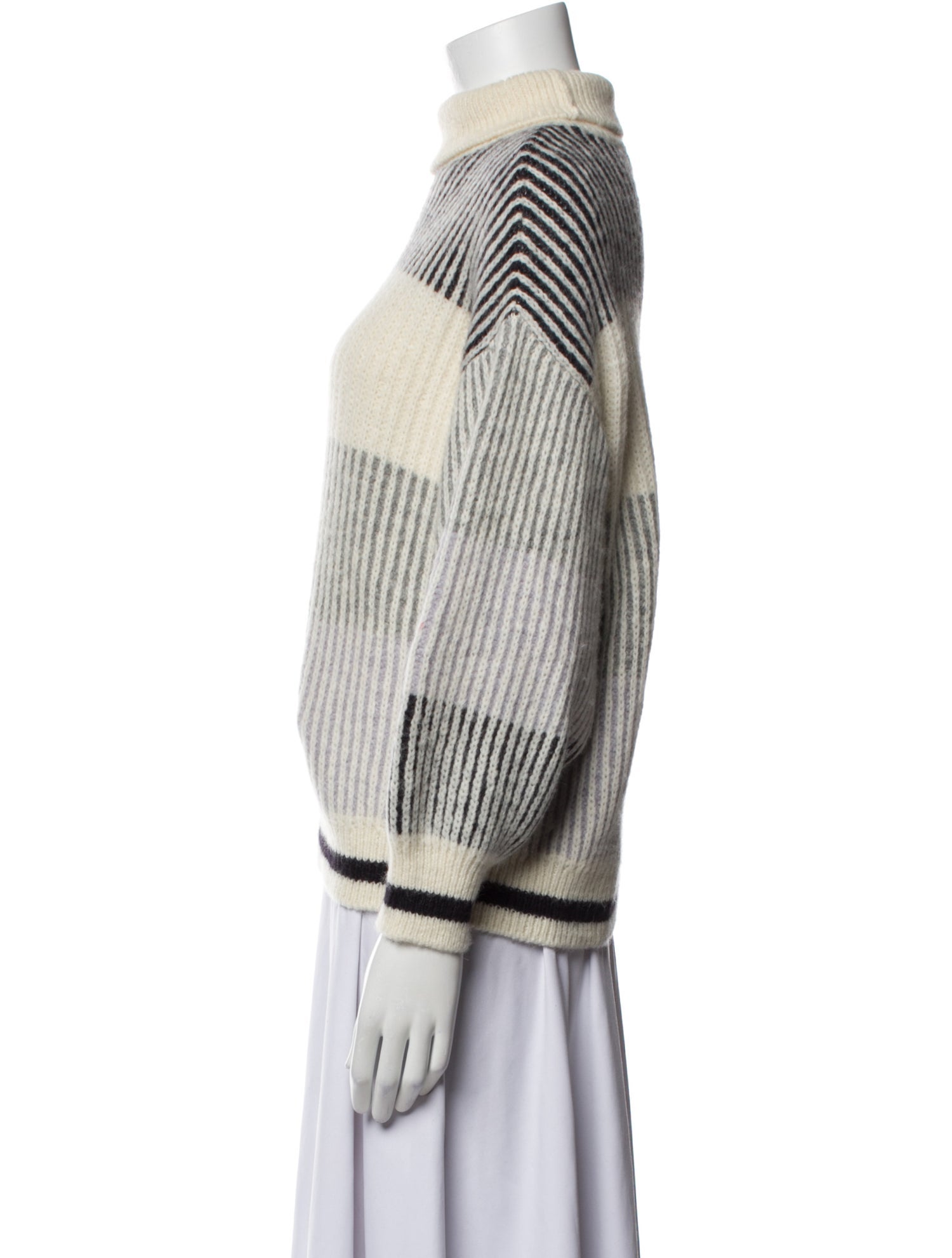 Closed Striped Mock Neck Sweater