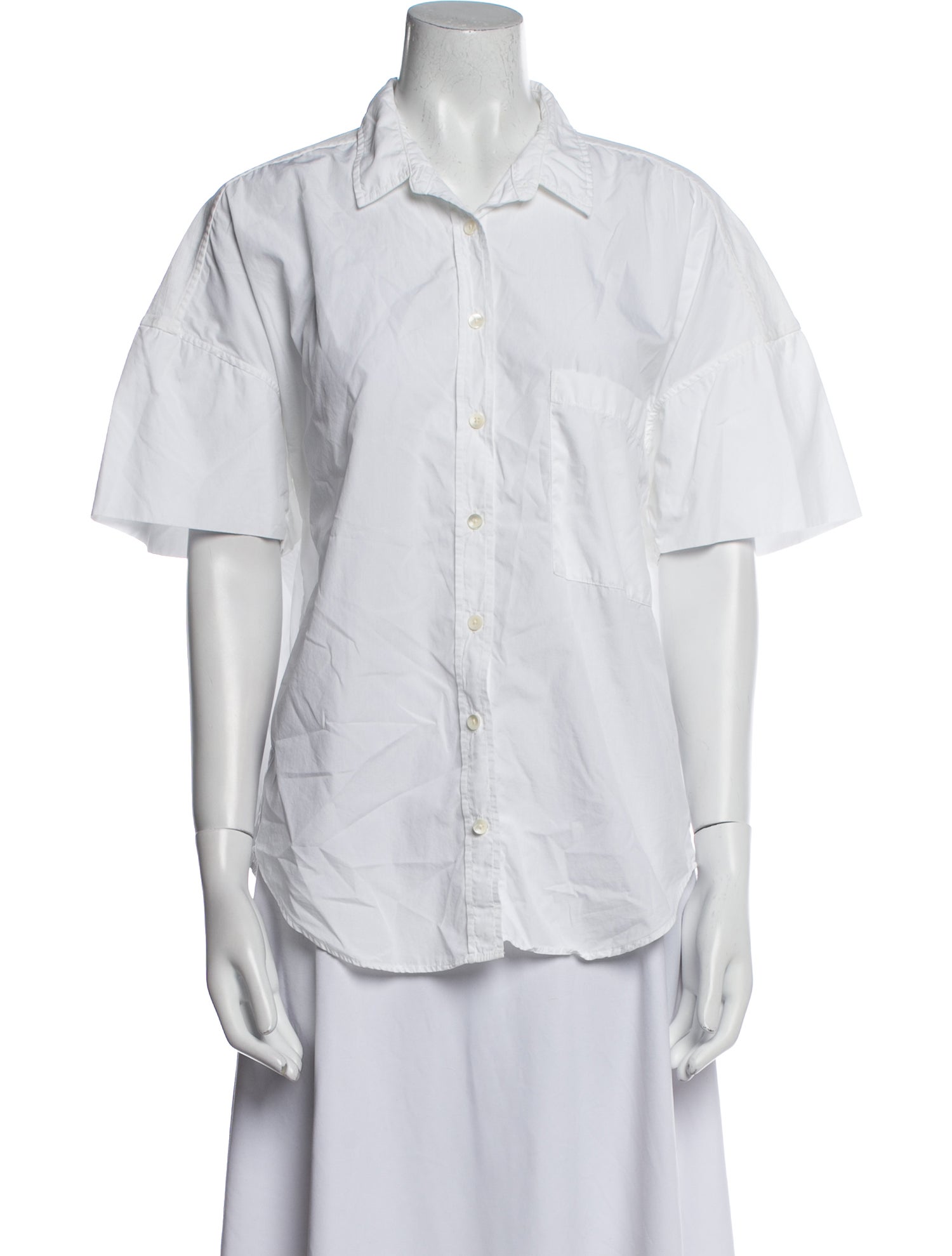 Closed Short Sleeve Button-Up Top