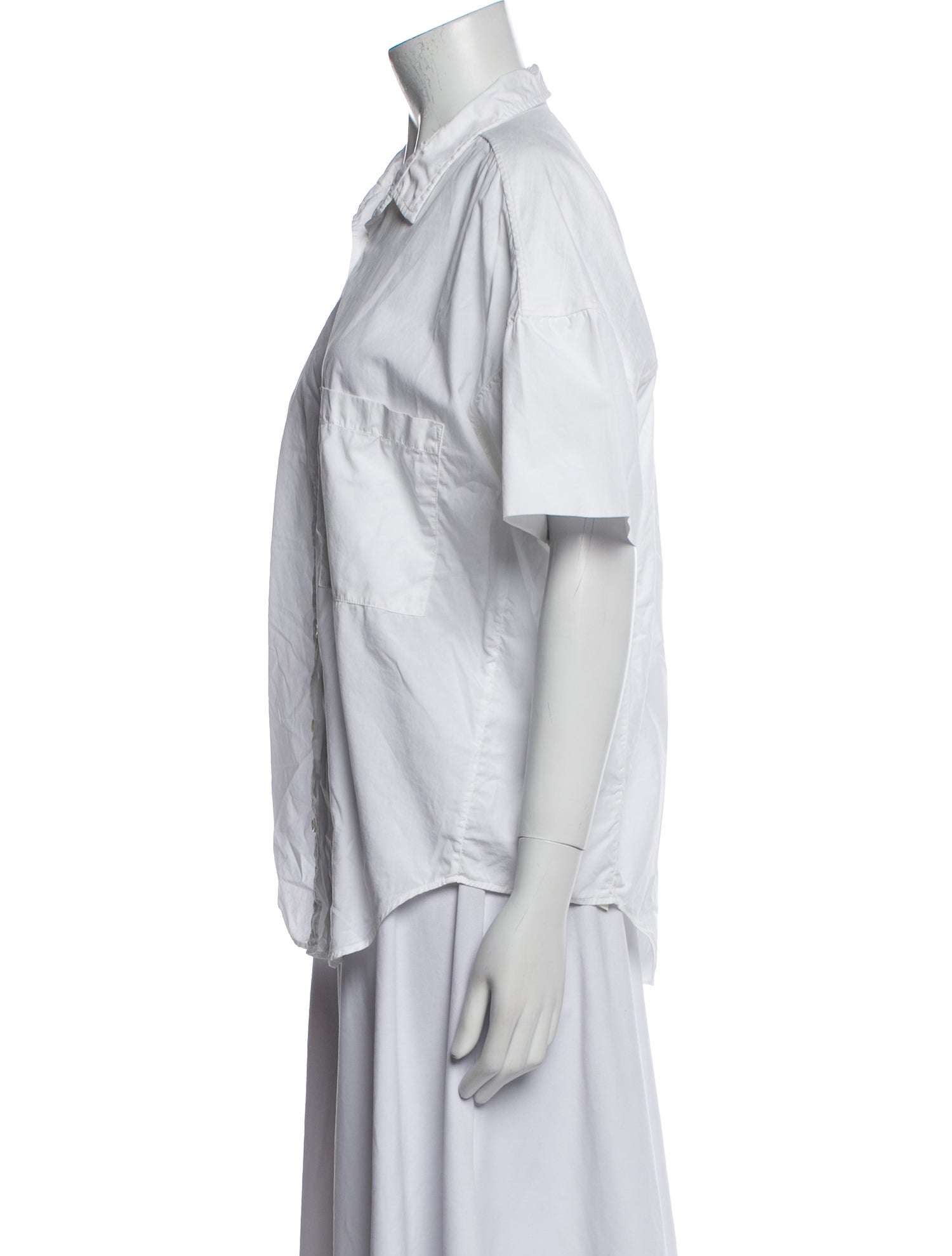 Closed Short Sleeve Button-Up Top