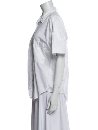 Closed Short Sleeve Button-Up Top