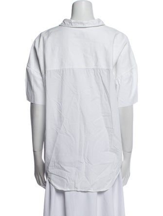 Closed Short Sleeve Button-Up Top