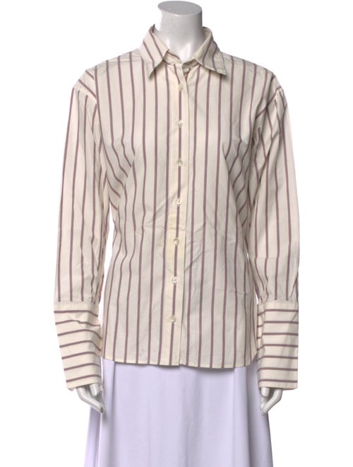 Closed Striped Long Sleeve Button-Up Top