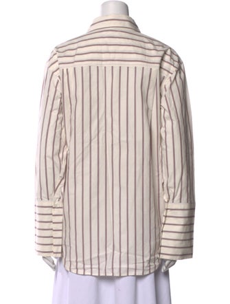 Closed Striped Long Sleeve Button-Up Top
