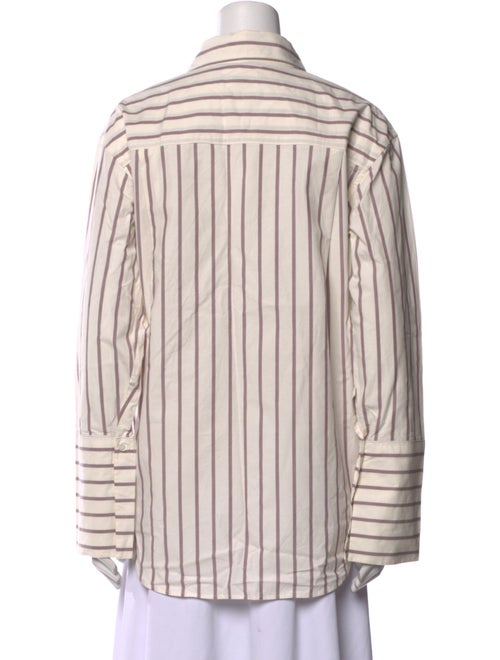 Closed Striped Long Sleeve Button-Up Top