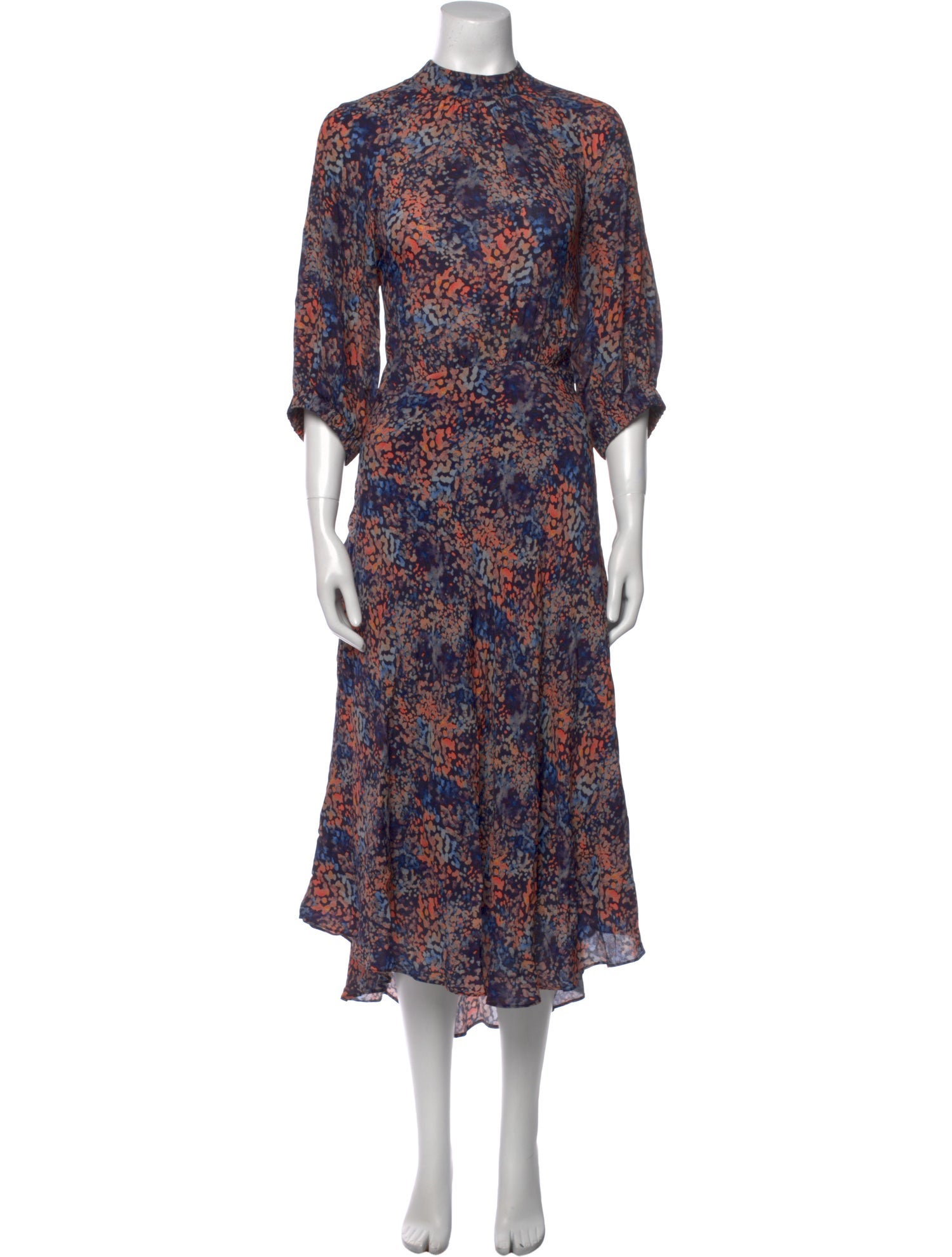 Closed Floral Print Long Dress