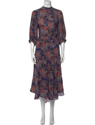 Closed Floral Print Long Dress