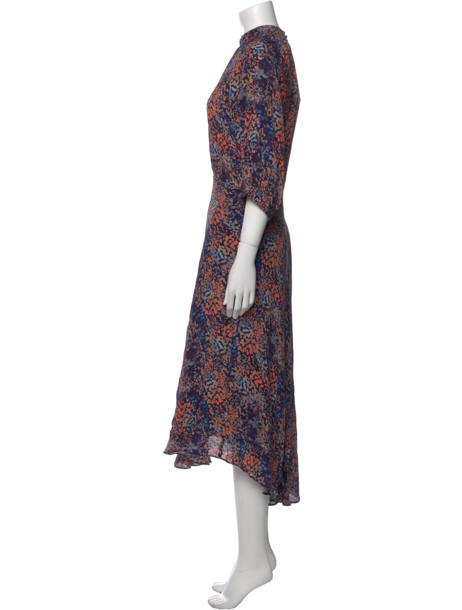 Closed Floral Print Long Dress