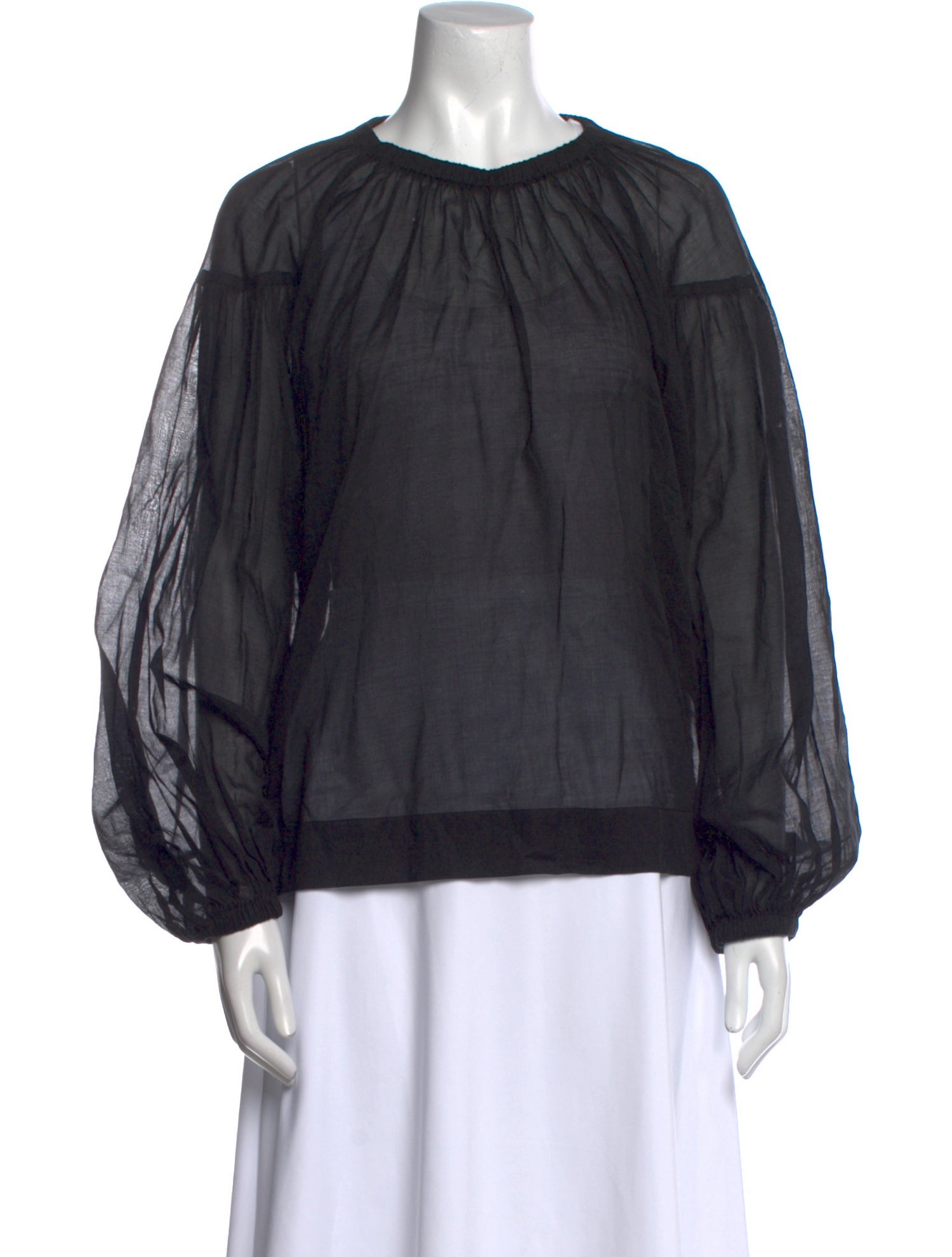 Closed Crew Neck Long Sleeve Blouse