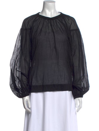 Closed Crew Neck Long Sleeve Blouse