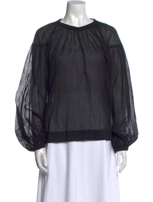 Closed Crew Neck Long Sleeve Blouse