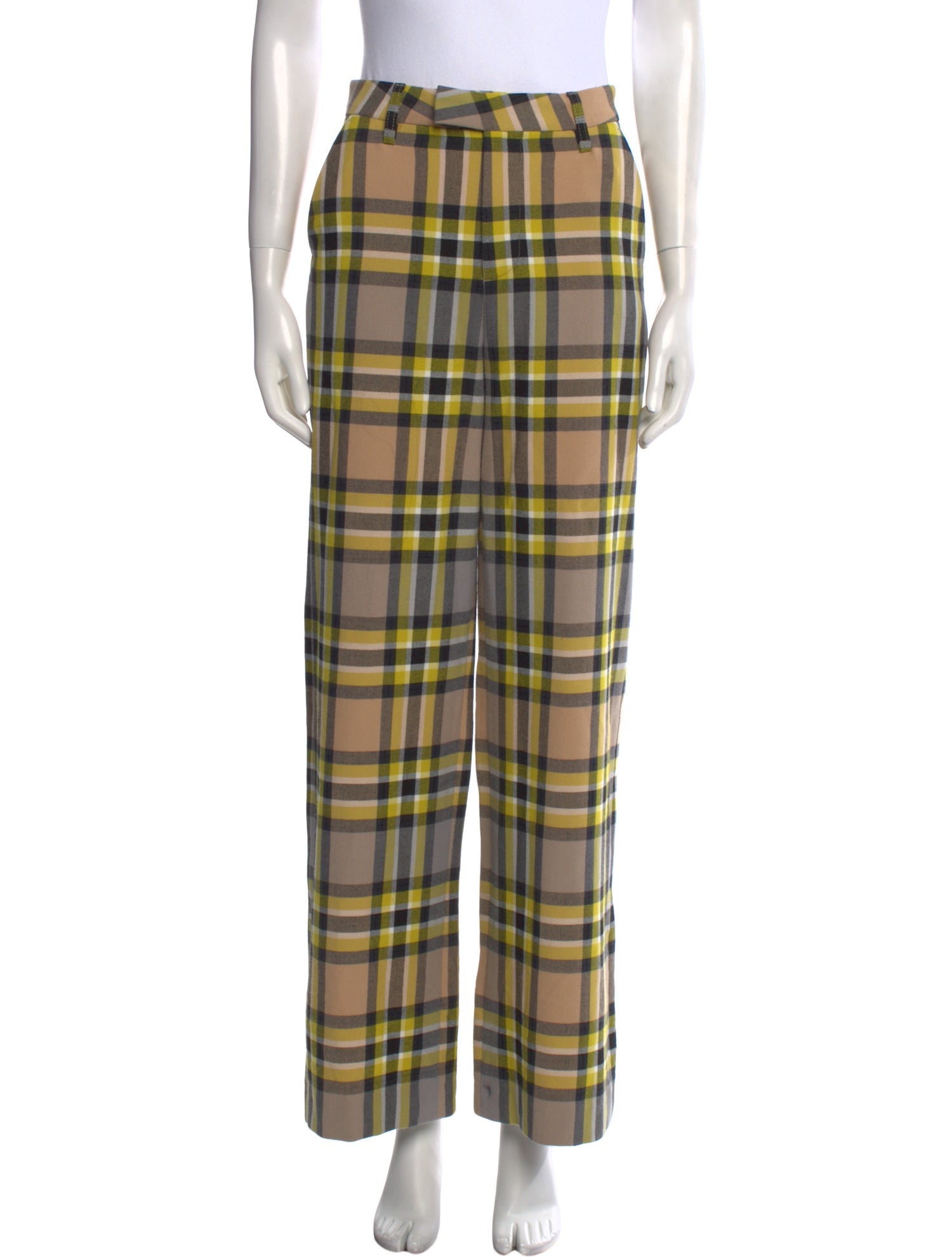 Closed Plaid Print Wide Leg Pants