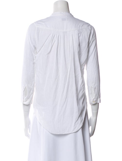 Closed Mock Neck Three-Quarter Sleeve Button-Up Top